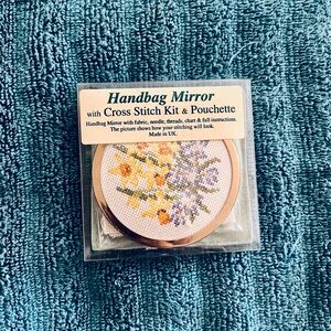 Floral Cross Stitch Handbag Mirror Kit